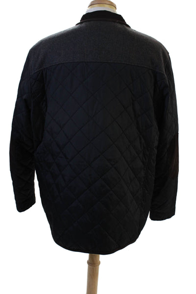 Cole Haan Mens Quilted Black Nylon Button Collared Jacket Size 2XL