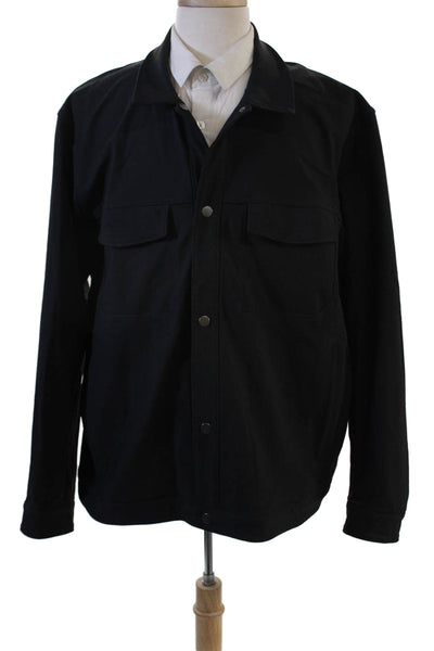 Lululemon Mens Military Jacket Black Polyester Snap Collared Longsleeve Size 2XL