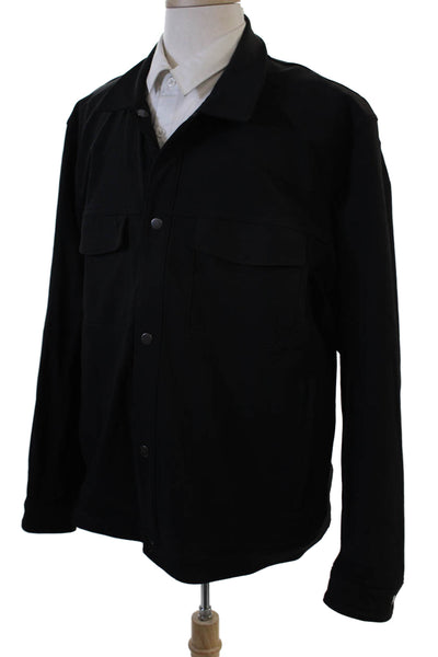 Lululemon Mens Military Jacket Black Polyester Snap Collared Longsleeve Size 2XL
