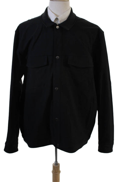 Lululemon Mens Military Jacket Black Polyester Snap Collared Longsleeve Size 2XL