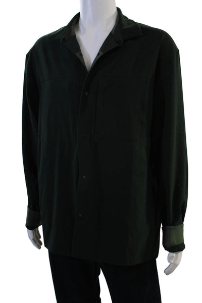 Lululemon Mens Striped Button Down Shirt Green Size Extra Extra Large