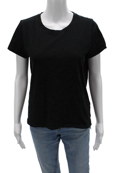 J Crew Women Basic Black Cotton Crew Neck Short Sleeve T-Shirt Size M