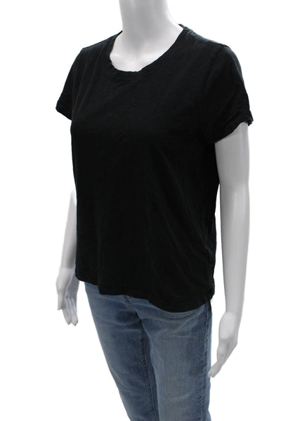 J Crew Women Basic Black Cotton Crew Neck Short Sleeve T-Shirt Size M