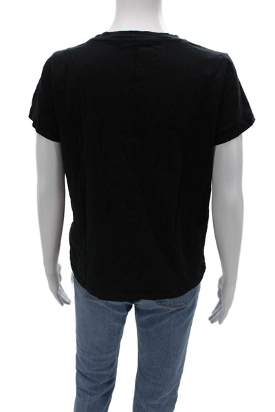 J Crew Women Basic Black Cotton Crew Neck Short Sleeve T-Shirt Size M