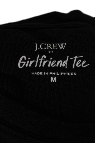 J Crew Women Basic Black Cotton Crew Neck Short Sleeve T-Shirt Size M