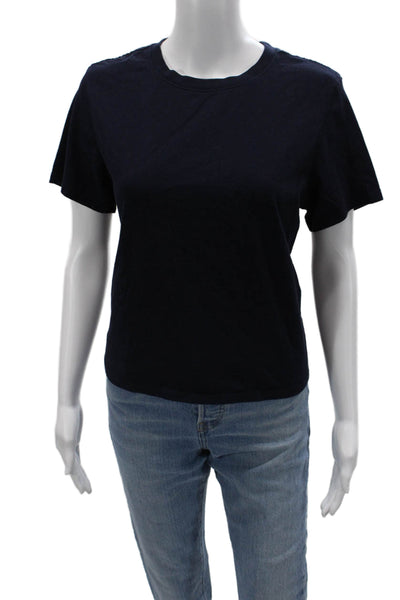Quince Women Dark Blue Organic Cotton Crew Neck Short Sleeve T-Shirt Size M