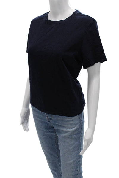 Quince Women Dark Blue Organic Cotton Crew Neck Short Sleeve T-Shirt Size M