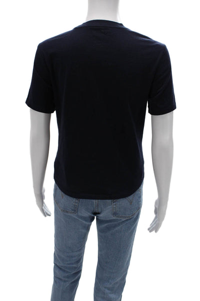 Quince Women Dark Blue Organic Cotton Crew Neck Short Sleeve T-Shirt Size M