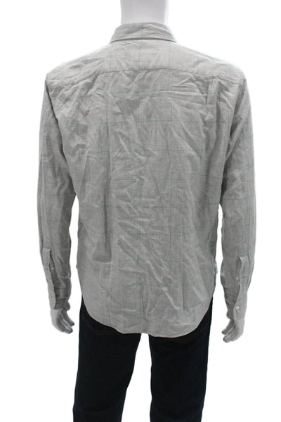 Bonobos Mens Plaid Button Down Slim Fit Shirt Grey Blue Cotton Size Large