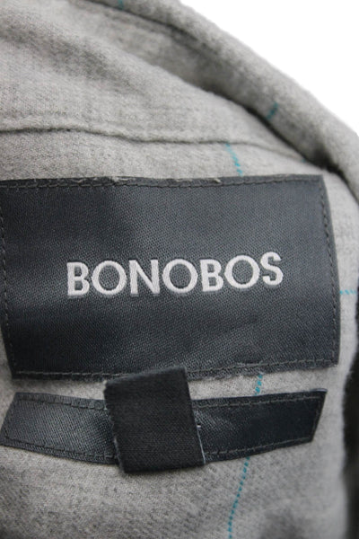 Bonobos Mens Plaid Button Down Slim Fit Shirt Grey Blue Cotton Size Large
