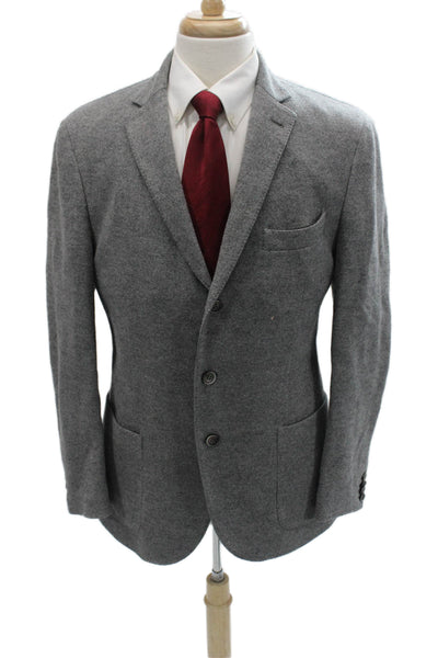 Corneliani Mens Gray Herringbone Sport Coat 90% Wool 10% Cashmere Size 54