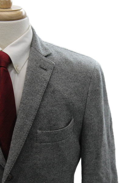 Corneliani Mens Gray Herringbone Sport Coat 90% Wool 10% Cashmere Size 54