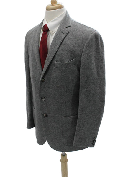 Corneliani Mens Gray Herringbone Sport Coat 90% Wool 10% Cashmere Size 54