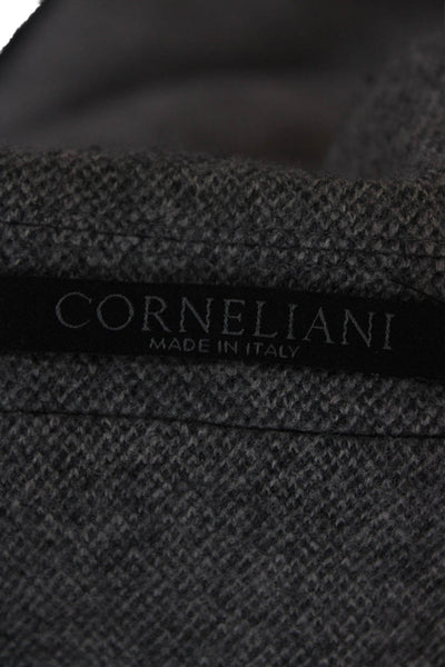 Corneliani Mens Gray Herringbone Sport Coat 90% Wool 10% Cashmere Size 54