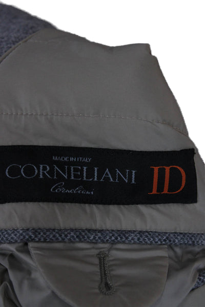 Corneliani Mens Gray Herringbone Sport Coat 90% Wool 10% Cashmere Size 54