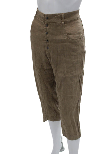 Transit Par Such Unisex Cropped Capri Pants Linen Striped Brown Size 3
