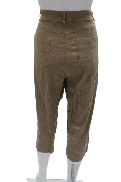 Transit Par Such Unisex Cropped Capri Pants Linen Striped Brown Size 3