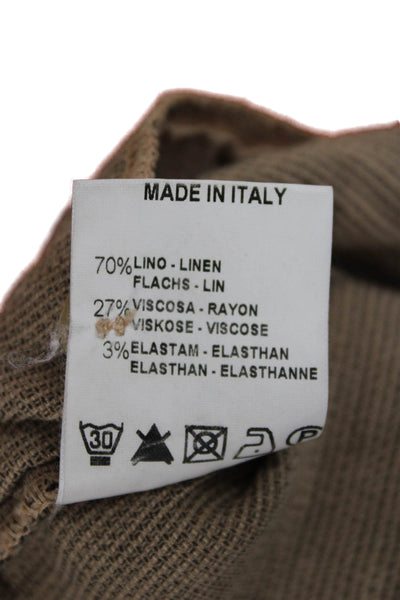 Transit Par Such Unisex Cropped Capri Pants Linen Striped Brown Size 3