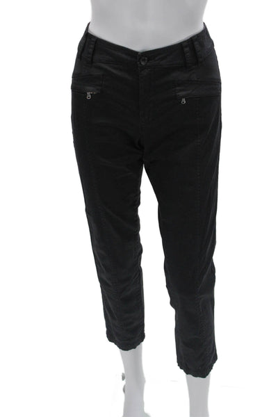 Transit Par Such Women Cropped Ankle Black Cotton Pants Button Size 3