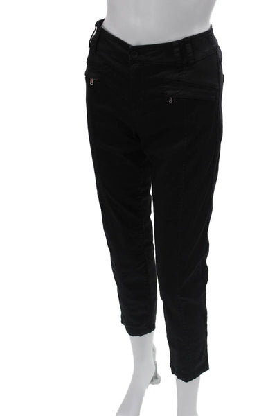 Transit Par Such Women Cropped Ankle Black Cotton Pants Button Size 3