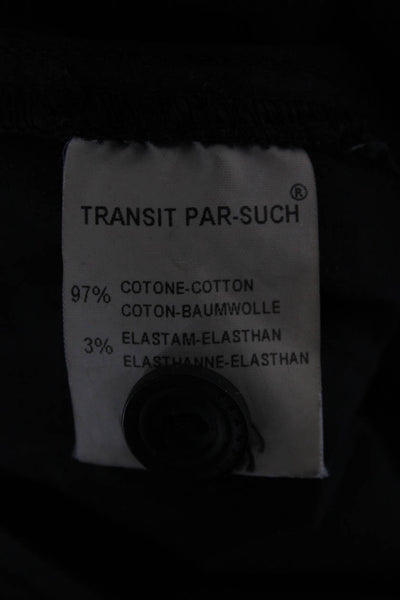 Transit Par Such Women Cropped Ankle Black Cotton Pants Button Size 3