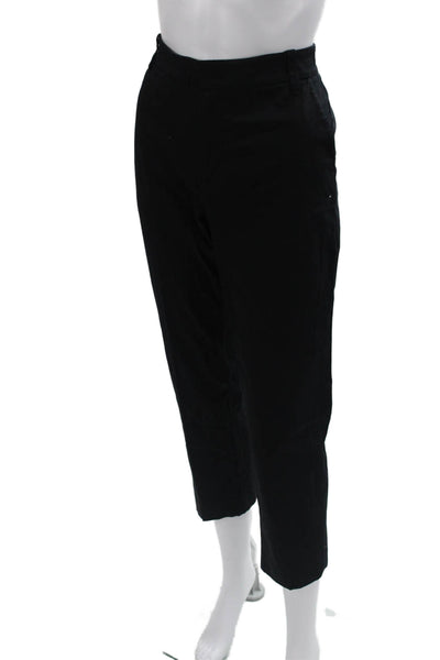 Vince Women Cropped Ankle Pants Black 100% Cotton Zip Inseam 27 Size 8