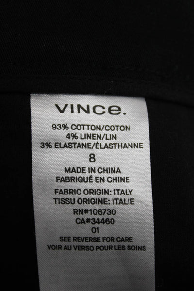 Vince Women Cropped Ankle Pants Black 100% Cotton Zip Inseam 27 Size 8