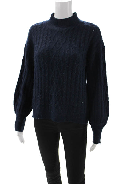 CeCe Womens Dark Blue Mock Neck Pullover Sweater Size XS