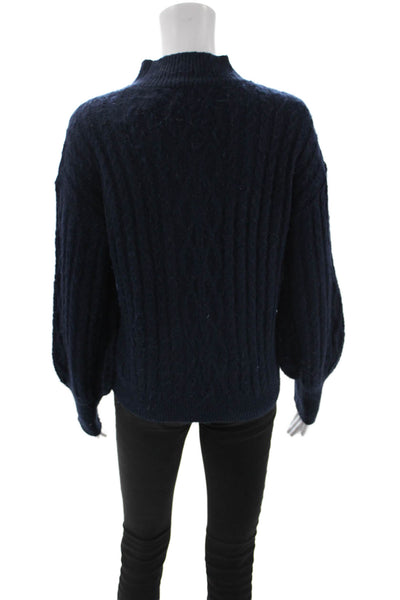 CeCe Womens Dark Blue Mock Neck Pullover Sweater Size XS