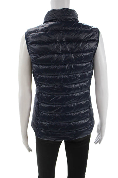 Aqua Womens Puffer Quilted Vest Dark Blue High Neck Zip 100% Nylon Size S