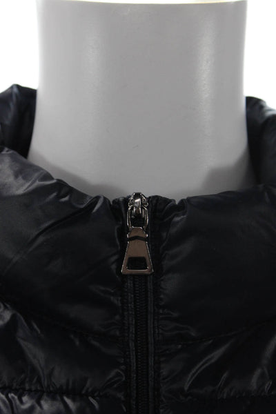 Aqua Womens Puffer Quilted Vest Dark Blue High Neck Zip 100% Nylon Size S