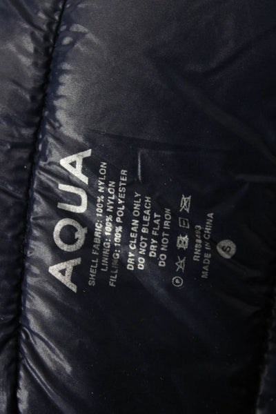 Aqua Womens Puffer Quilted Vest Dark Blue High Neck Zip 100% Nylon Size S