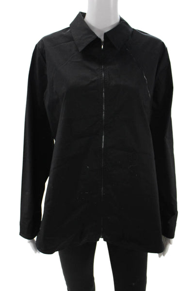 Stella Carakasi Womens Windbreaker Black Collared Zip Organic Cotton Size M