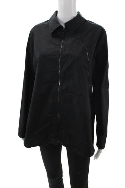 Stella Carakasi Womens Windbreaker Black Collared Zip Organic Cotton Size M