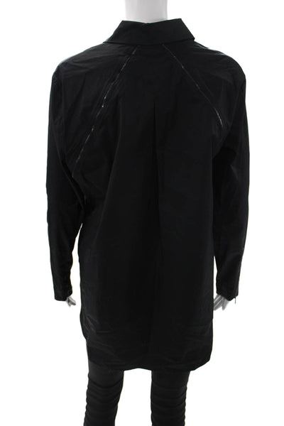 Stella Carakasi Womens Windbreaker Black Collared Zip Organic Cotton Size M