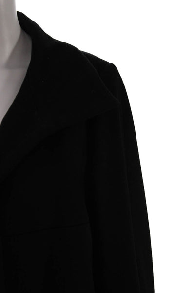 Armani Collezioni Womens Black Collared Overcoat Button Closure Size 12