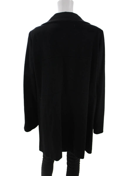 Armani Collezioni Womens Black Collared Overcoat Button Closure Size 12