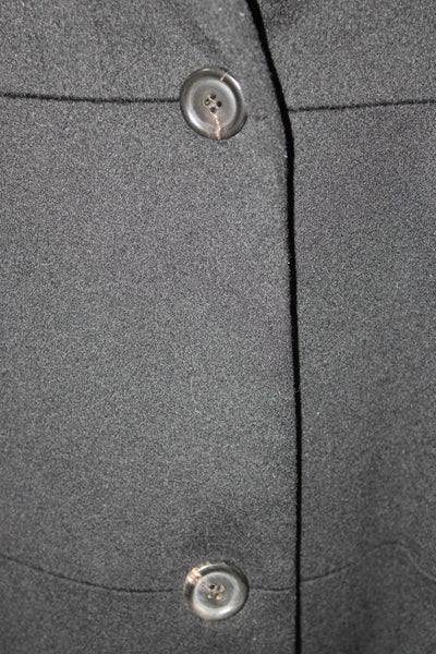 Armani Collezioni Womens Black Collared Overcoat Button Closure Size 12