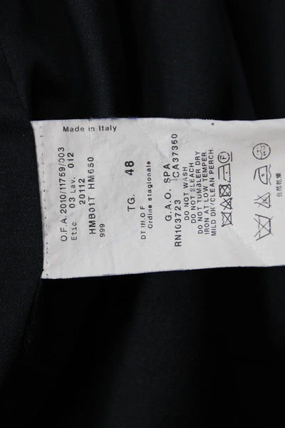 Armani Collezioni Womens Black Collared Overcoat Button Closure Size 12
