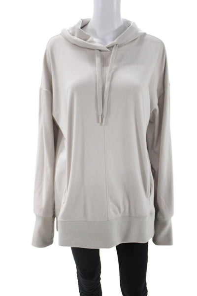 RBX Active Women Pullover Hoodies Beige Drawstring Long Sleeve Size L