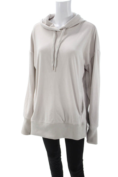 RBX Active Women Pullover Hoodies Beige Drawstring Long Sleeve Size L