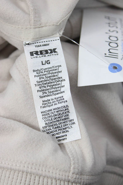 RBX Active Women Pullover Hoodies Beige Drawstring Long Sleeve Size L