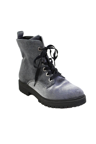 Mossimo Womens Lace-Up Round Toe Flat Combat Boots Gray Size 6.5