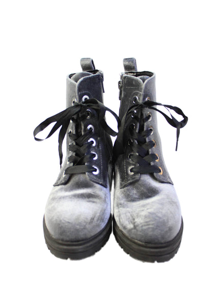 Mossimo Womens Lace-Up Round Toe Flat Combat Boots Gray Size 6.5