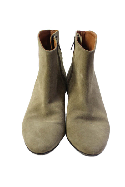 Isabel Marant Womens Suede Zippered High Heeled Ankle Boots Green Size 9