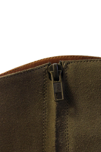 Isabel Marant Womens Suede Zippered High Heeled Ankle Boots Green Size 9