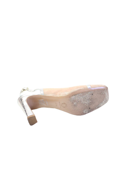 Dries Van Noten Womens Square Toe Slingback High Heels Pink Size 7.5