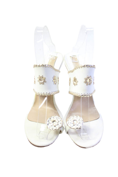 Michael Kors Womens Metallic Stitching Detail Heels White Size 8