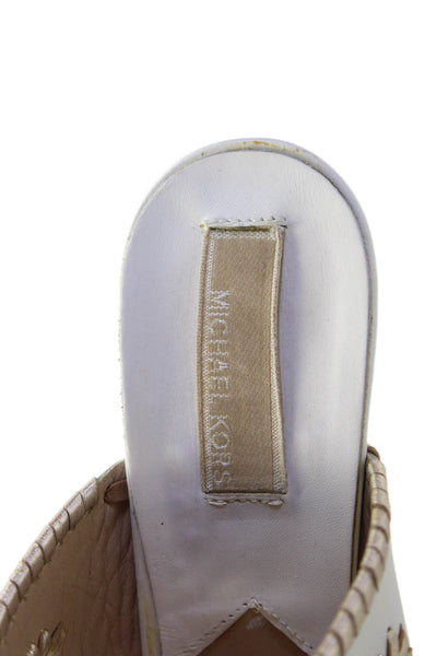 Michael Kors Womens Metallic Stitching Detail Heels White Size 8