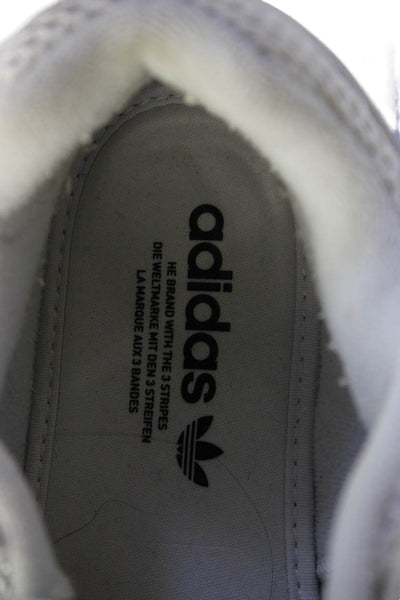 Adidas Womens Lace Up Knit Trim Logo Trainers Sneakers White Leather Size 7